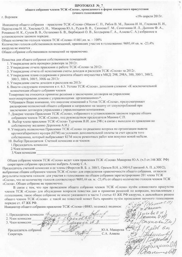 Общее собрание. Протокол 7