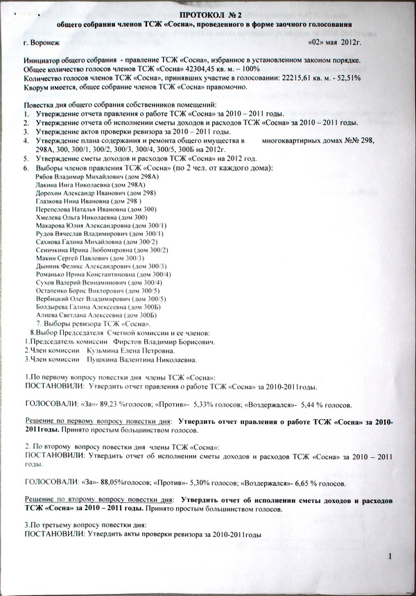 Общее собрание. Протокол 2